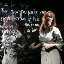 ARS LONGA? Death can't stop Eurydice from writing, if only with chalk.